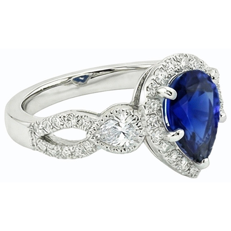 naturel pear diamant 4carats bague vue de profil