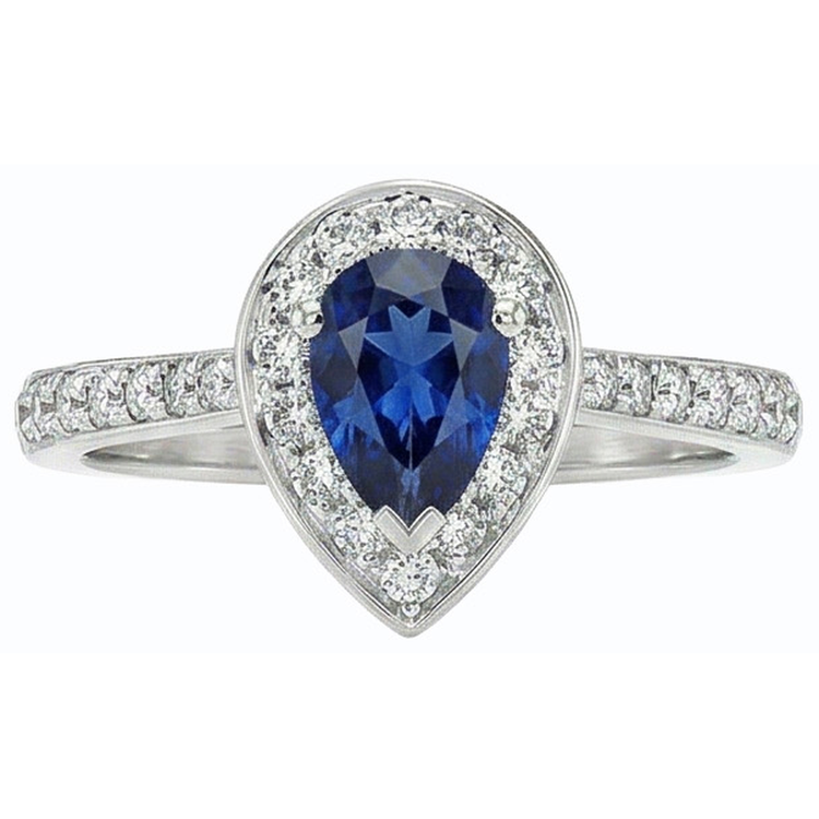 naturel pear diamant 4carats bague sur blanc