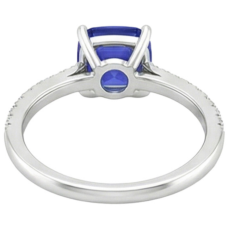 Bague Or Diamant Naturels Extraits des Mines ( et non cultivés en laboratoire ) Coussin Saphir Sri Lankais Avec Accents 3 Carats