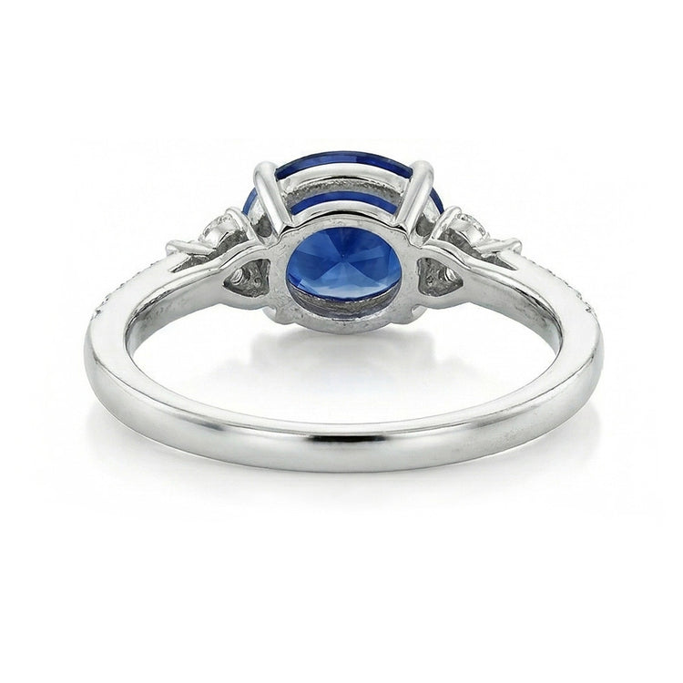 naturel oval saphir 4carats bague vue de profil