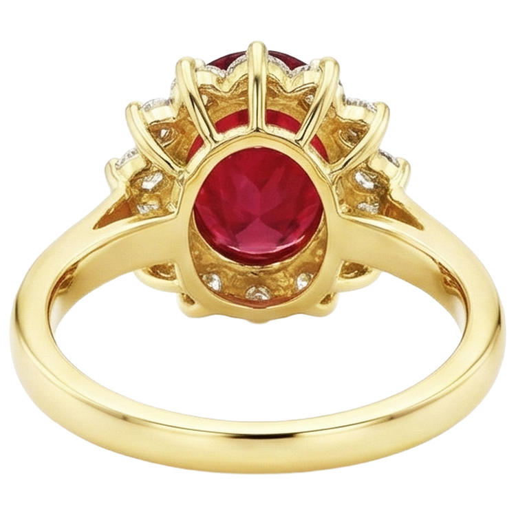 naturel oval rubis 4.70carats bague sur blanc