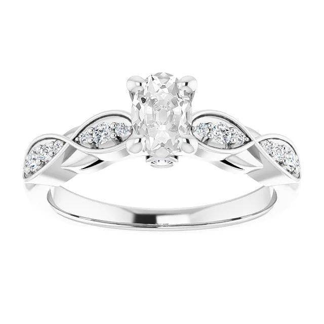 Bague Ovale Vieux Mineur Naturel Diamant Avec Accents Style Torsadé 3.25 Carats