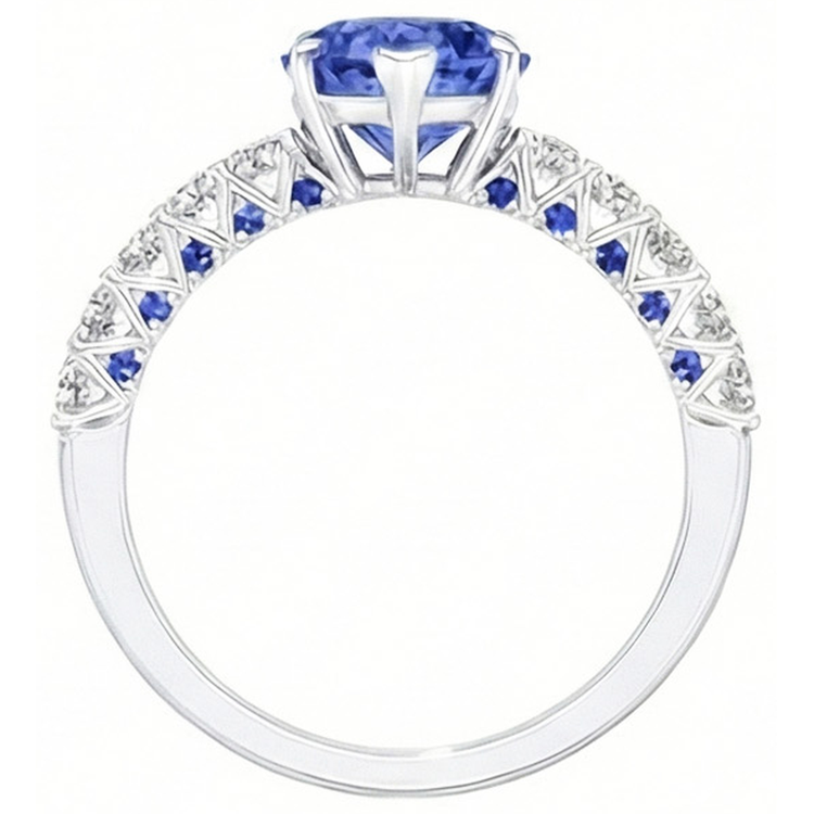 naturel round diamant 2.50carats bague vue de profil