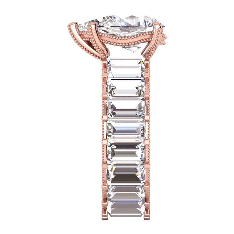 Bague Poire & Réel Diamant Baguette 9.50 Carats