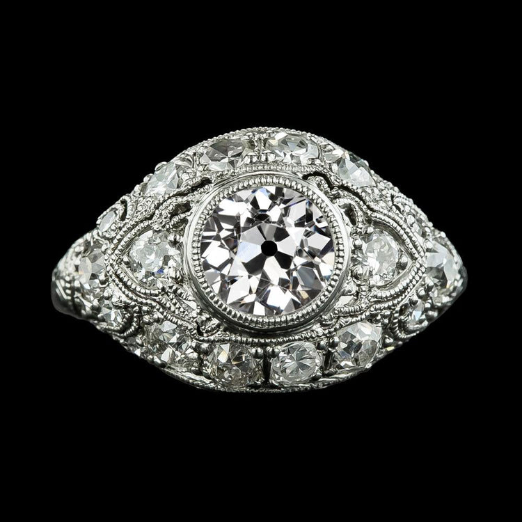 Bague Pour Dames Vieux Mineur Naturel Diamond Bezel Ring Millgrain Style Antique 5.25 Carats