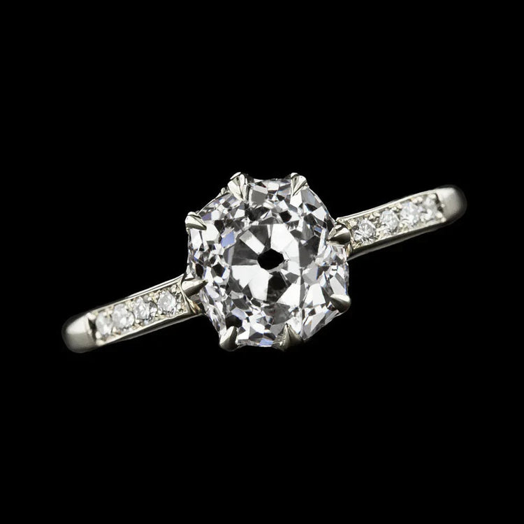 Bague Pour Femme Avec Griffes D'aigle Et Véritable Diamants Ronds Taille Ancienne En Or 3,25 Carats