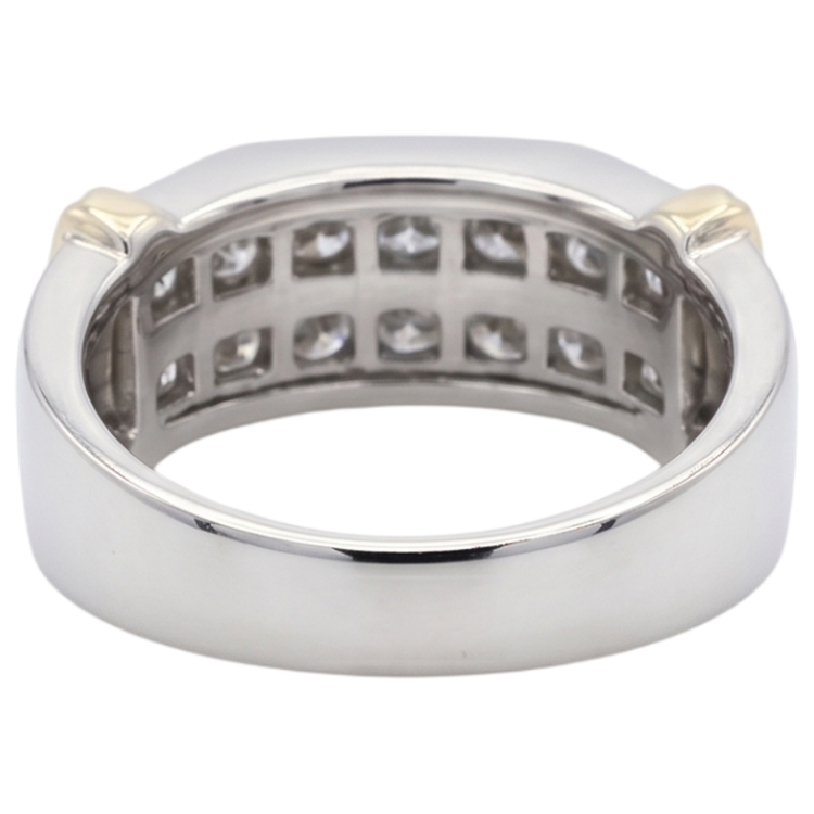 Bague Pour Homme Classique Avec Véritable Diamant Rond De 2.40 Carats En Or Blanc 14 Carats