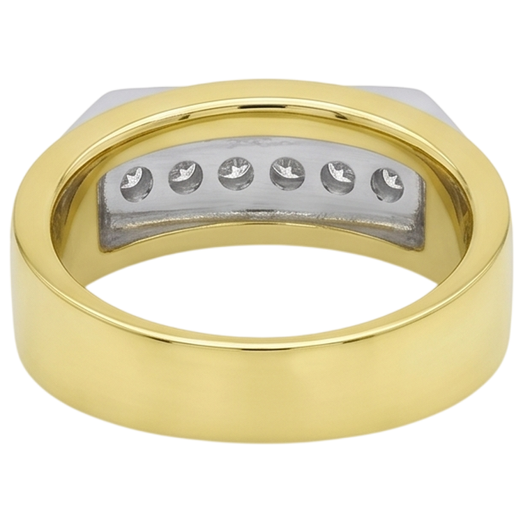 Bague Pour Hommes En Or Bicolore 14K. Réel Diamant Naturels Extraits des Mines ( et non cultivés en laboratoire ) Princesse 0.72 Carats