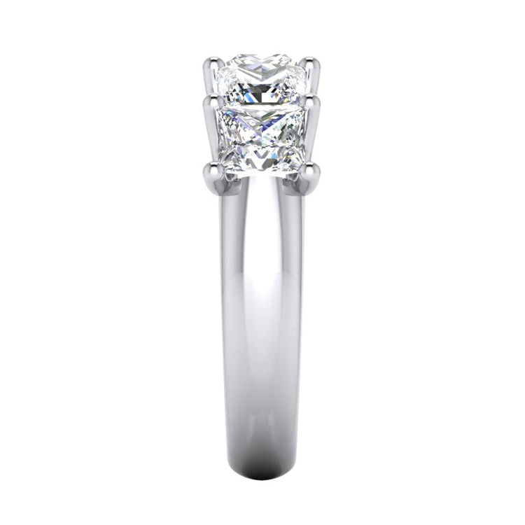 Bague Princesse Véritable Diamant 5 Pierres Or Demi Eternité Bande U Prong 3 Carats