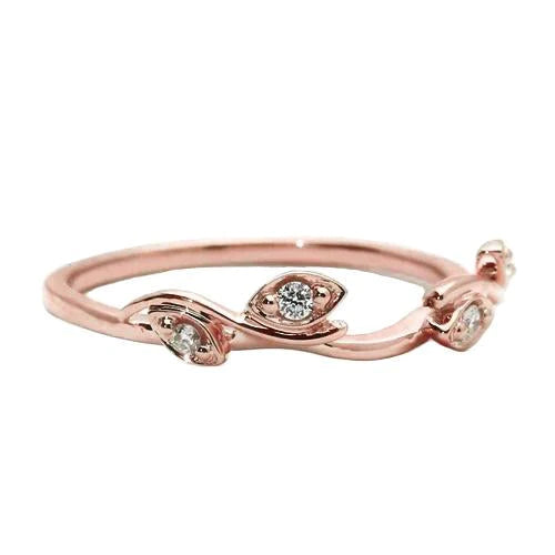 Bague Réel Diamant 0.20 Carats Or Rose 14K Bijoux Fantaisie