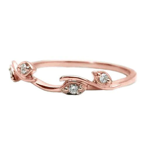 Bague Réel Diamant 0.20 Carats Or Rose 14K Bijoux Fantaisie