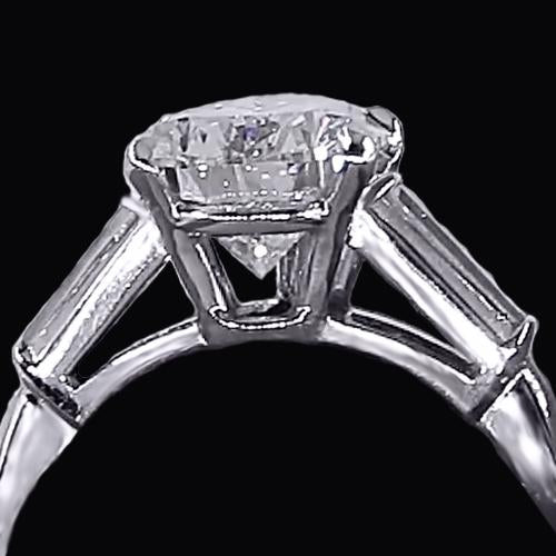 Bague Réel Diamant 3 Pierres 3.50 Carats Centre Poire Or Blanc 14K