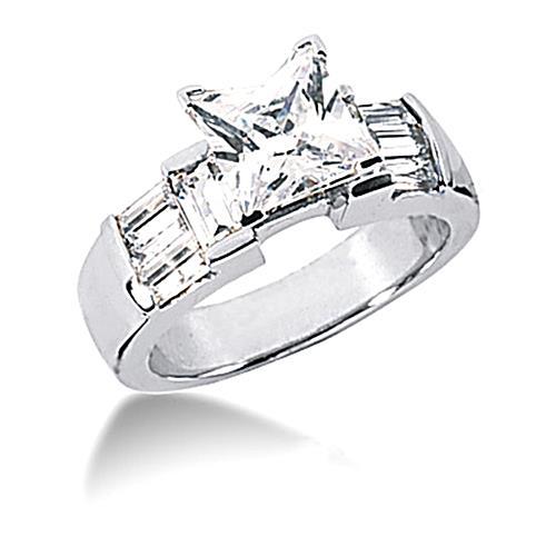 Bague Réel Diamant Bague de Fiançailles Or Blanc 6 Carats