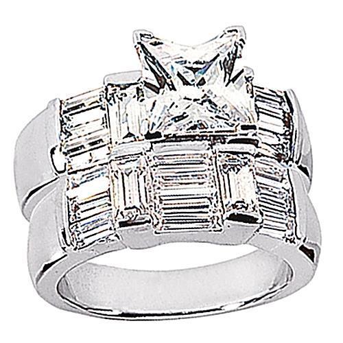 Bague Réel Diamant Bague de Fiançailles Or Blanc 6 Carats