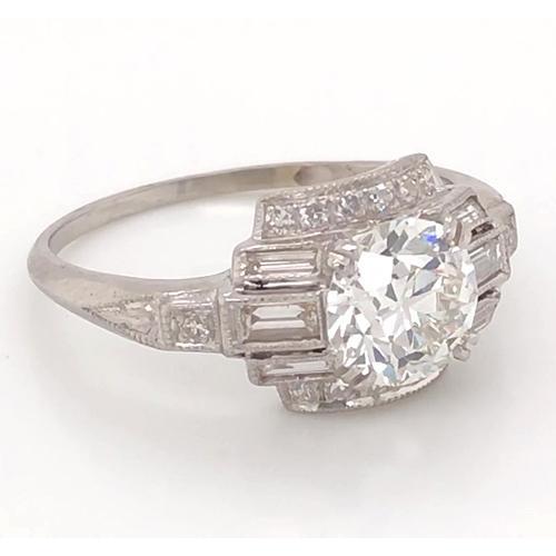 Bague Réel Diamant Or Blanc 3.50 Carats Millgrain Neuf