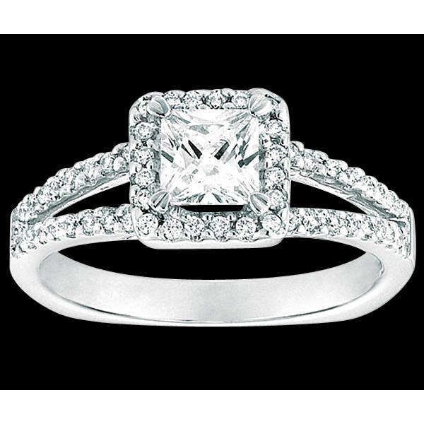 Bague Réel Diamant Princesse Halo Avec Accents 2.25 Ct. Or Blanc 14K