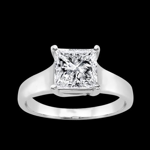 Bague Réel Diamant Princesse Or 1.5 Carat