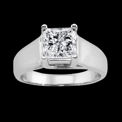 Bague Réel Diamant Princesse Serti Treillis 2 Carats