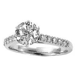 Bague Réel Diamant Rond Avec Accents 1.45 Ct. Bijoux Or Blanc Neuf