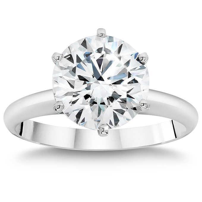 Bague Réel Diamant Rond En Or 2 Carats 14 Carats