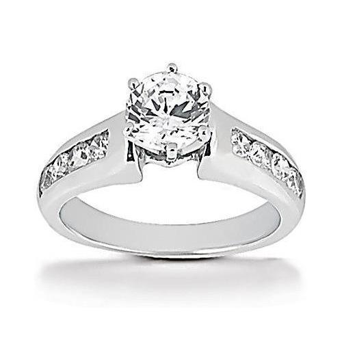 Bague Réel Diamant Rond Etincelant De 1.50 Carat Avec Accents