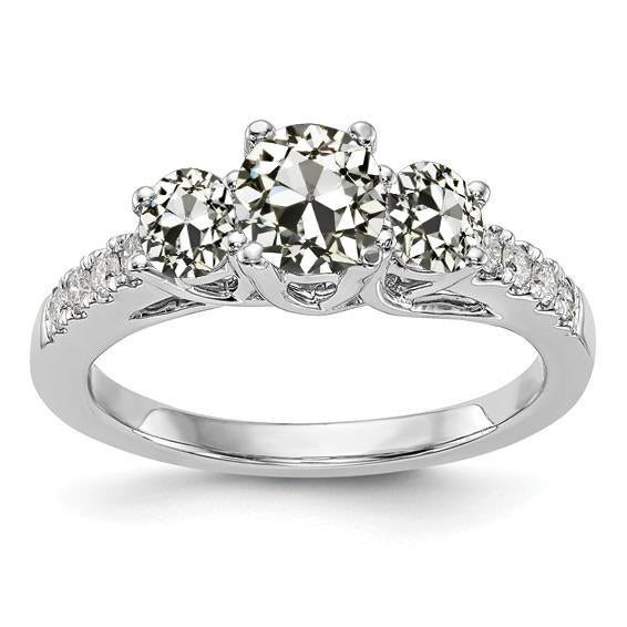 Bague Réel Diamant Taille Ancienne Avec Accents 3 Style Pierre 4.50 Carats
