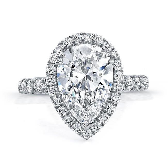 Bague Réel Diamant Taille Poire Halo 3.75 Carats Bijoux
