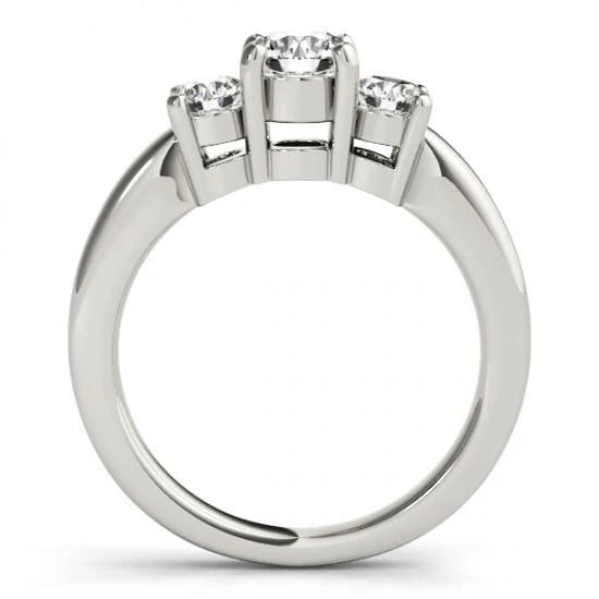 Bague Réel Diamant Taille Ronde 2 Carats Trois Pierres Or Blanc 14K Nouveau