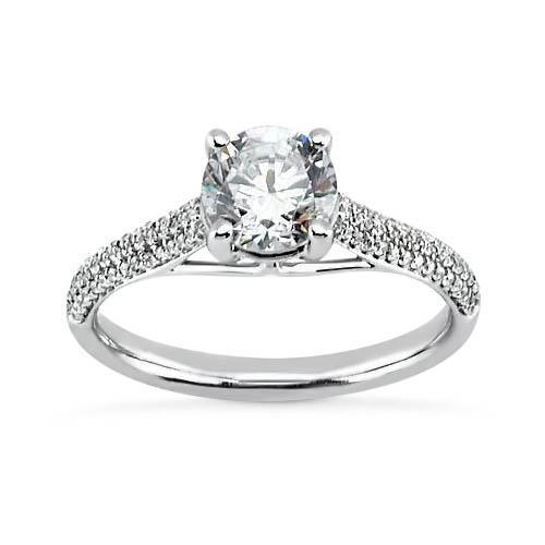 Bague Réel Diamants Brillants Ronds Sertis Griffes De 2.25 Ct Avec Accents