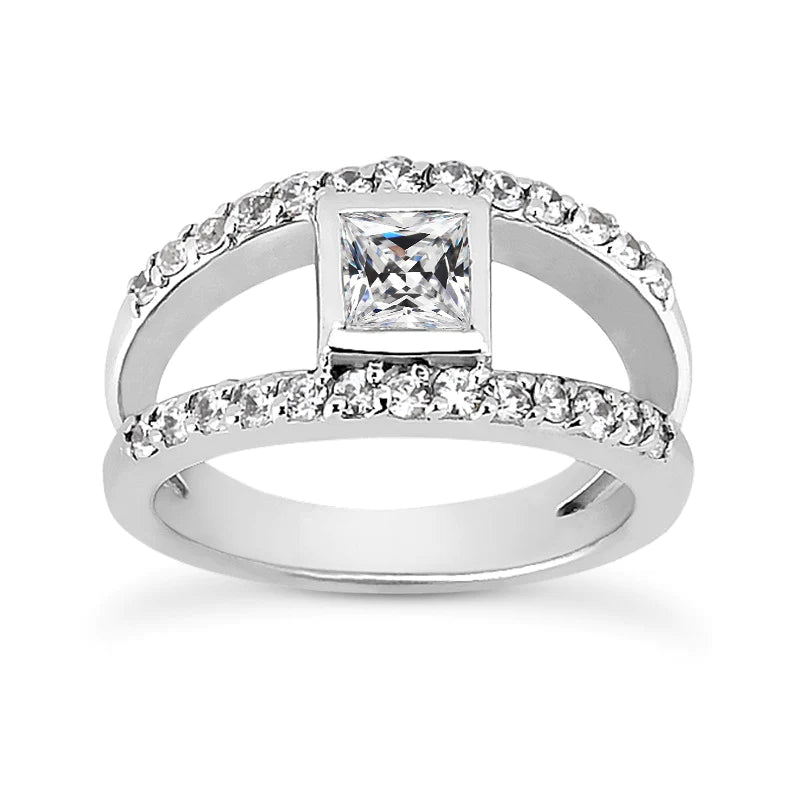 Bague Réel diamant Coupe Ronde et carrée Vieux mineur lunette tige fendue 4 carats