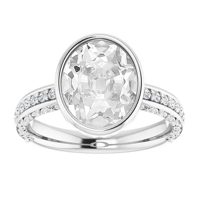 Bague Ronde Et Ovale Avec Réel Diamants Taille Ancienne Sertie De 7.25 Carats Bijoux Pour Femmes