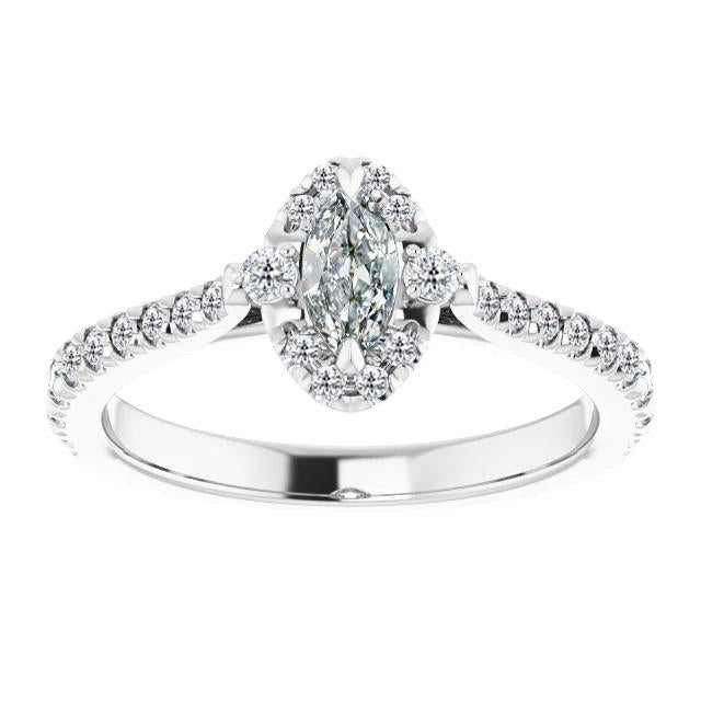 Bague Ronde & Marquise Réel Diamant Taille Vieille Mine Avec Accents 4 Carats