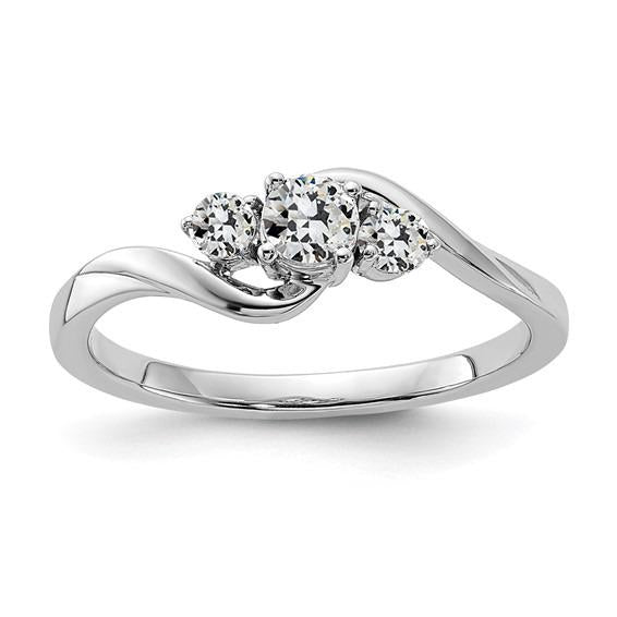 Bague Ronde Naturel Diamant Taille Ancienne 3 Pierres Tige Torsadée 1.50 Carats