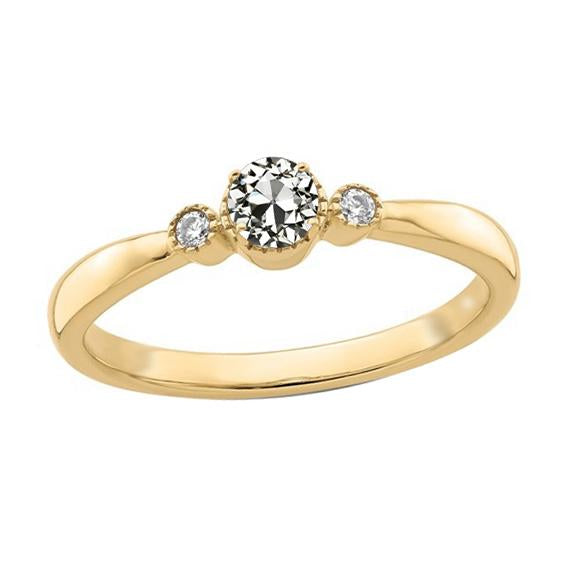 Bague Ronde Réel Diamant Européen 3 Pierres Tige Conique 1.50 Carats