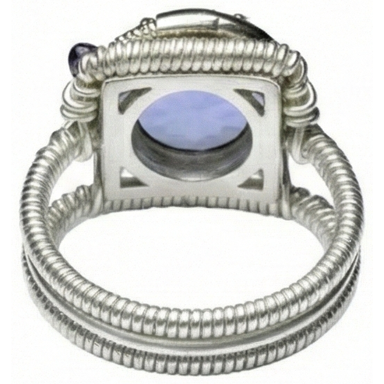 Bague Ronde Tanzanite Aaa Style Antique En Or Blanc 2 Carats