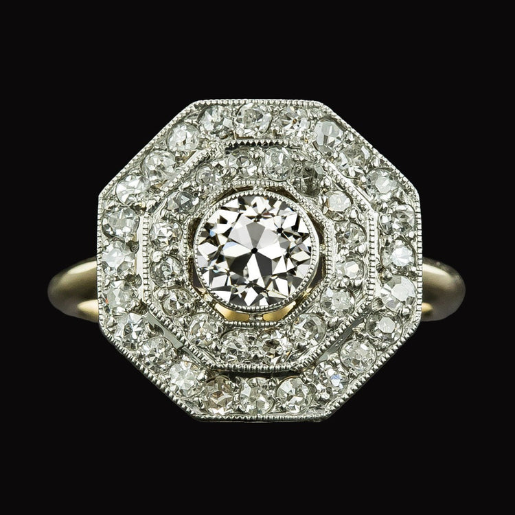 Bague Ronde Vieux mineur Réel Diamant Double Halo 5 Carats Bijoux Dames