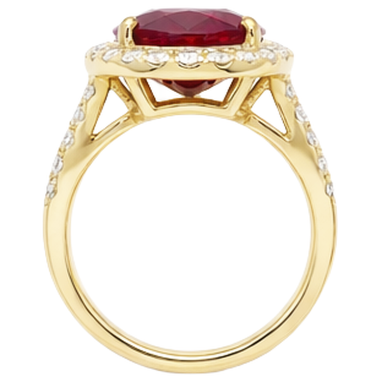 Bague Rubis 6.50 Carats Et Diamants Naturels Extraits des Mines ( et non cultivés en laboratoire ) Haute Joaillerie Or Jaune 14K