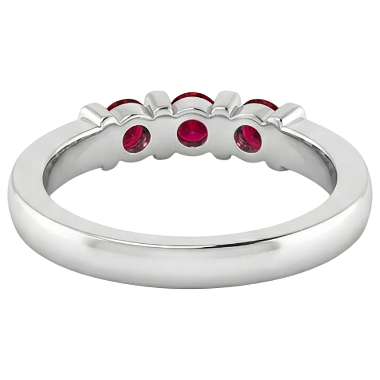 Bague Rubis Birmanie Trois Pierres 0.90 Carats Bar Sertissage Bijoux Nouveau