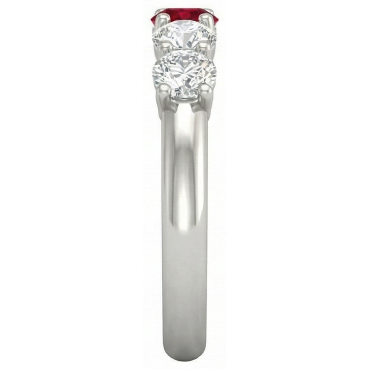 Bague Rubis Rond Et Diamant Naturels Extraits des Mines ( et non cultivés en laboratoire ) 1.50 Carats Or Blanc 14K Bijoux