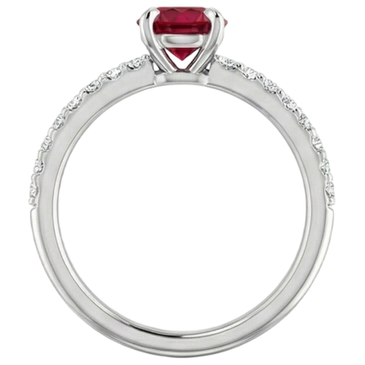 Bague Rubis Rond Et Diamants Naturels Extraits des Mines ( et non cultivés en laboratoire ) 0.95 Carat