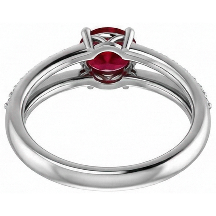 Bague Rubis Rouge 2 Carats Avec Diamants Or Blanc 14K