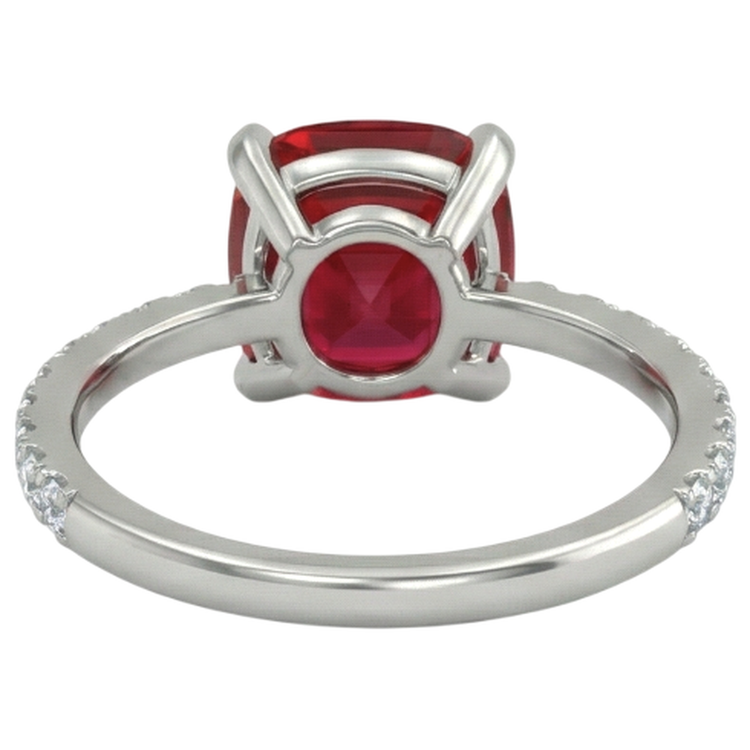 Bague Rubis Rouge Avec Diamants Naturels Extraits des Mines ( et non cultivés en laboratoire ) 4.25 Carats Or Blanc 14K