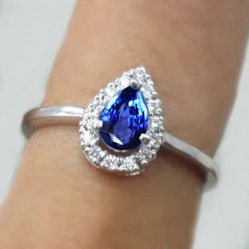 Bague Saphir Bande Fine Taille Poire