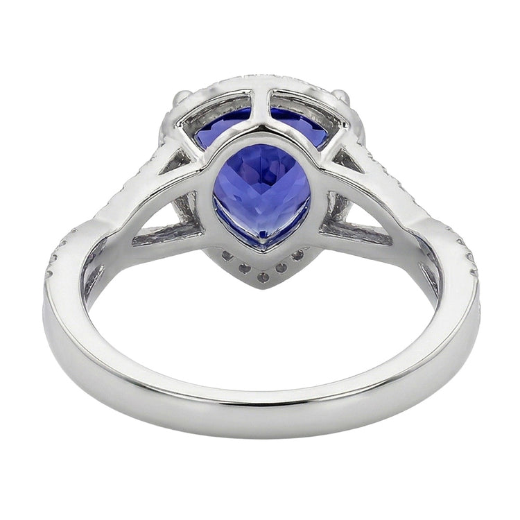 Bague Saphir Bleu Et Diamants Naturels Extraits des Mines ( et non cultivés en laboratoire ) 3.66 Carats Or Blanc 14K