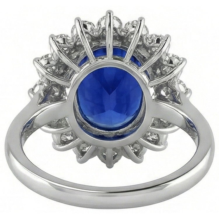 Bague Saphir Bleu Or 14K Diamant