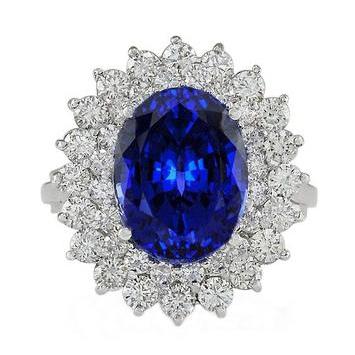Bague Saphir Bleu Or 14K Diamant