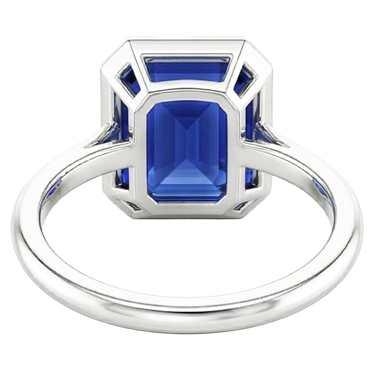 Bague Saphir Bleu Royal Avec Bande Mince