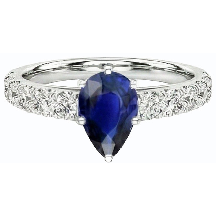 naturel pear diamant 3.50carats bague sur blanc