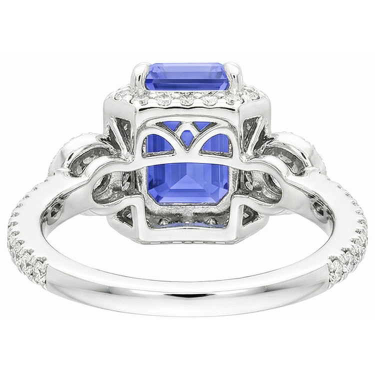 Bague Saphir Bleu Sri Lanka Halo