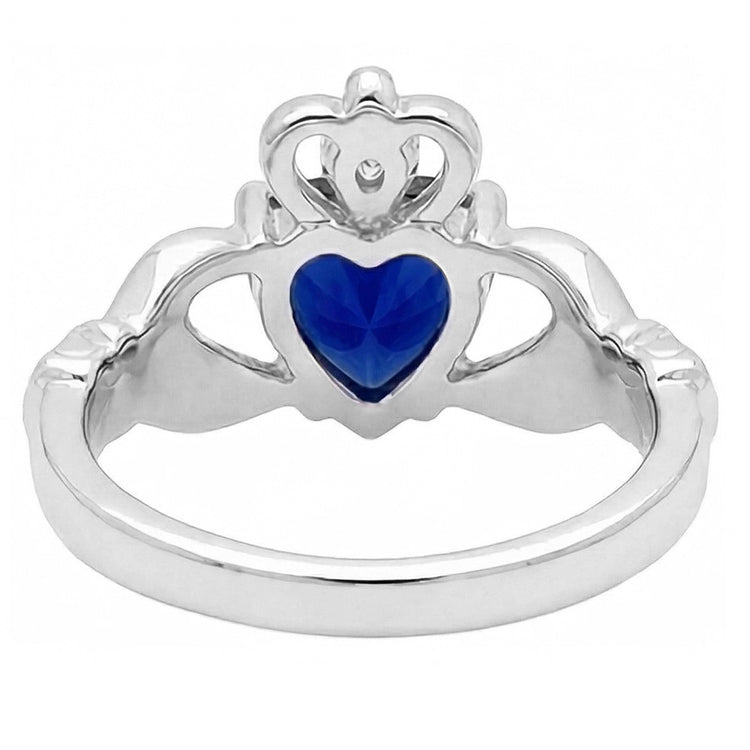 Bague Saphir Bleu & Diamant En Forme De Coeur 2.25 Carats Or Blanc 14K